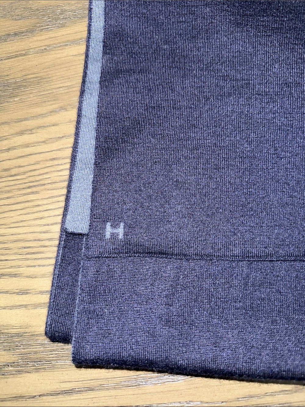 Hermès navy aller-retour cashmere scarf